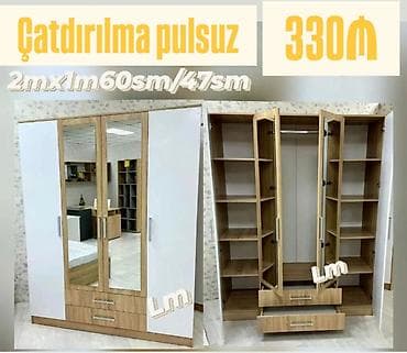 dola: Dörd qapılı dolablar təmiz laminatla 📌 Qiymət : 330₼ Ölçü : 2 x 1.60 — 1