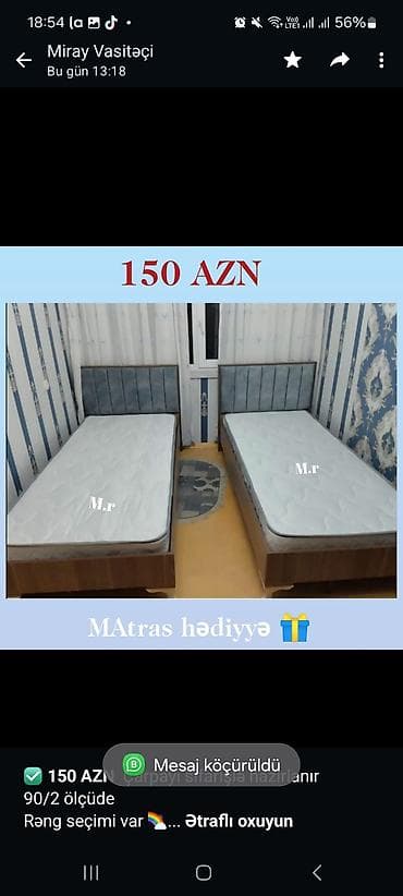 matrasi: ✅ *150 AZN* Çarpayı sifarişlə hazırlanır 90/2 ölçüde Rəng seçimi var — 3