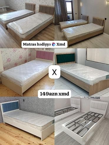 Çarpayılar: Tək nəfərlik çarpayılar – müxtəlif dizaynlarda başlıqlı modellər — 1