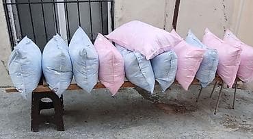 tük yastıqlar: Tüklü yastıqlar - Ölçülər: hazır 50×70 və 70×70 - Dolğu variantları — 7