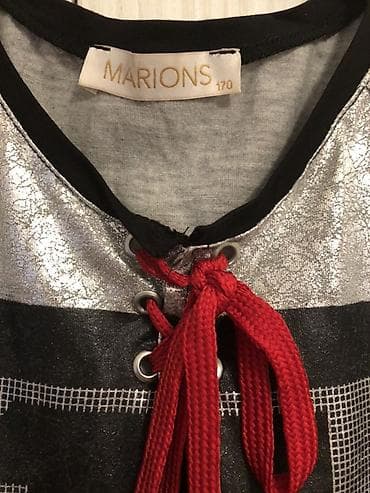 Marions köynək, ölçü 170 - Rəng: metalik gümüşü, qara detallar - Ön — 2