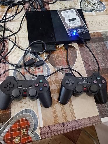 playstation satış: PlayStation 2 Slim (PS2) oyun seti Komplekt: - PS2 Slim konsolu - 2 — 3