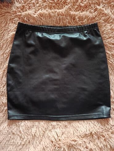 Dəstlər, kostyumlar: Qara mini ətək – ekodəri (PU) material - Model: düz, dar kəsim (pencil — 2