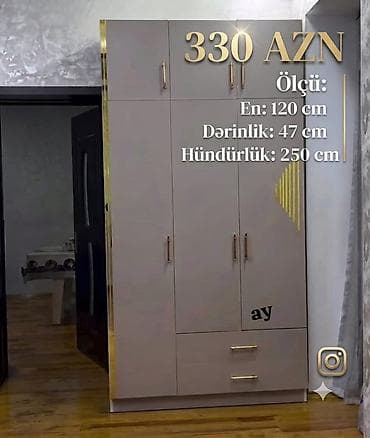 vitrin dolab: Məhsul: Geyim şkafı Ölçülər: - En: 120 sm - Dərinlik: 47 sm - — 1