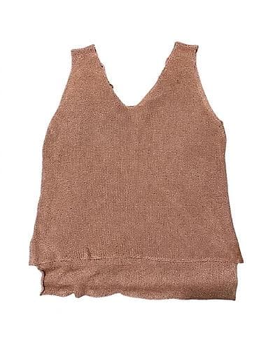 Qadınlar üçün trikotaj top - Model: qolsuz, V-yaxa ön hissə - Arxa