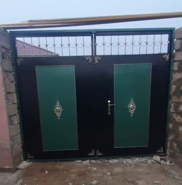 жер тошок: Железо Дворовые ворота, Распашные, 3 м, Механические, С дверью, цвет - Голубой, Нет кредита, Платная установка, Платная доставка — 49