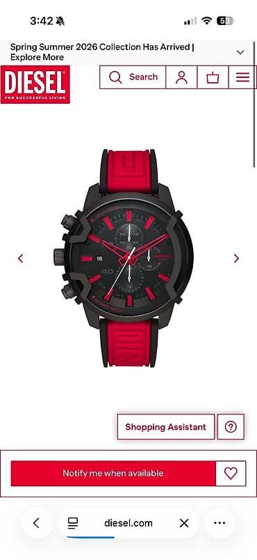 Женская одежда: Наручные часы, Diesel, цвет - Черный — 1