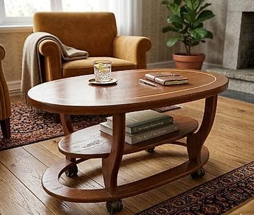 nabor acar desti: Oval masa, Açılmayan, Təkərli, Taxta — 1