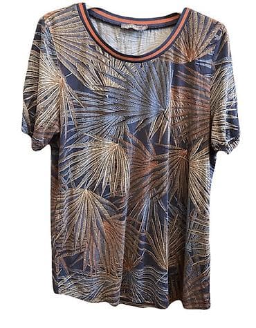 Qadın köynəyi – tropik yarpaq naxışlı - Rəng və naxış: Tünd göy fonda — 4