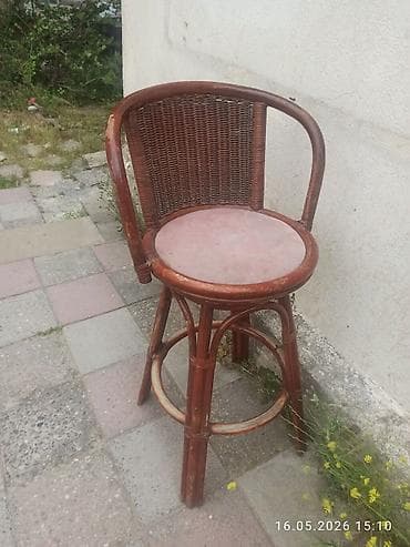 Rattan bar taburesi - Material: təbii rattan/çəpər hörgü arxa dayaq — 8