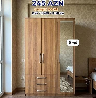 Düz dolab, Yataq otağı üçün, Paltar üçün, 3 qapılı — 3