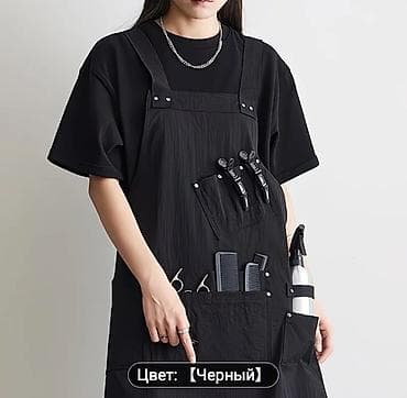 tibbi maşa: Peşəkar bərbər və stilist önlüyü – Qara rəng - Ölçü: 80 sm hündürlük — 1