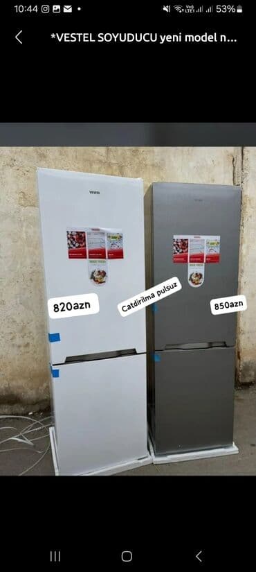 Yeni 2 qapılı Vestel Soyuducu Satılır, rəng - Ağ