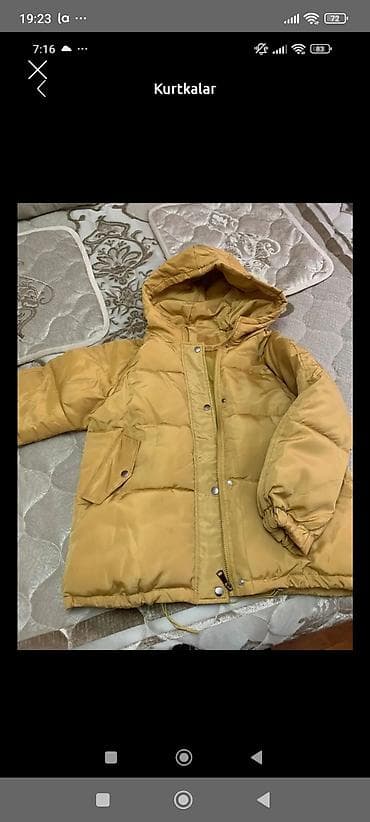 Праздничные костюмы: Uşaq üçün qışlıq şişmə gödəkçə - Rəng: xardal/sarı - Kapüşonlu model — 1