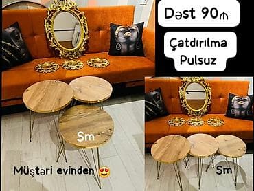 salon masalari: Yumru masa, Açılmayan, Təkərsiz, MDF, Zəmanətsiz, Pulsuz çatdırılma, Pulsuz quraşdırılma — 1