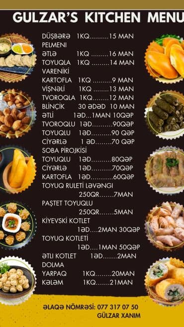 Bu menyu Gülzar Xanımın mətbəxindən təzə və ləzzətli ev yeməkləri