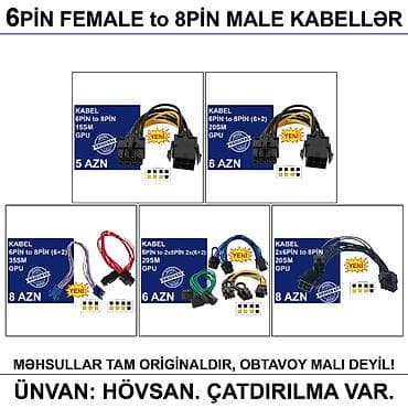 adapt: 4/6/8/12/24pin/Molex/SATA Kabellər 📍Ünvan: Bakı şəh, Suraxanı ray — 10