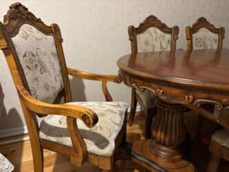 metbex masa: Mətbəx üçün, İşlənmiş, Açılan, Oval masa, 6 stul — 6