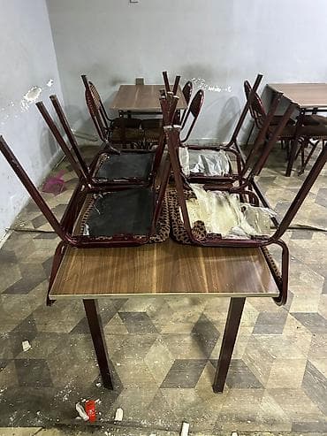 kafe stol stul satilir: Stullar ilə, Düz masa, 4 nəfər, Zəmanətsiz, Kredit yoxdur — 3