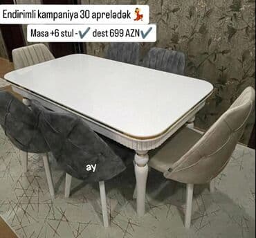 metbex mebileri: Для кухни, Новый, Нераскладной, Прямоугольный стол, 4 стула — 19