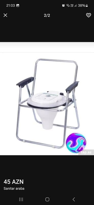 tibbi stul: Portativ tualet oturacağı (kommod stul) - Metal karkaslı, dayanıqlı — 1