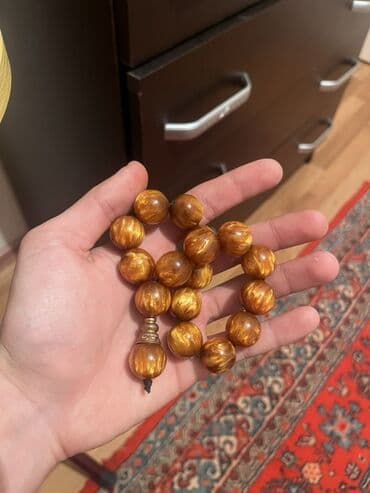 Цепочки: Qəhvəyi-qızılı tonlarda təsbeh - Material: Şam ağacını xatırladan — 2