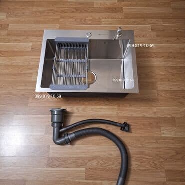 Vannalar: Yeni Düzbucaqlı Mətbəx çanağı, Şkafsız, Paslanmaz polad, Pulsuz çatdırılma — 6