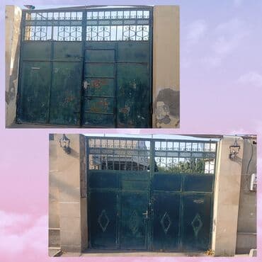 Dəmir Həyət darvazası, Yana açılan, Mexaniki, Qapı ilə, rəng - Yaşıl