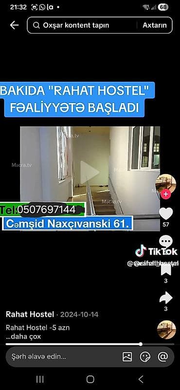 yahya huseynov kucesi: Rahat Hostel – Bakı Ünvan: Cəmşid Naxçıvanski 61 Xidmət — 3