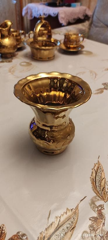 Çay dəsti, rəng - Qızılı, Keramika — 7