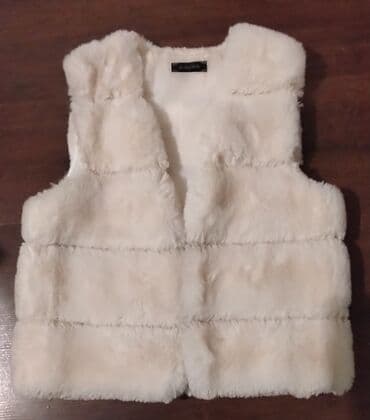 7-8 yaş uşaqlar üçün Ağ rəngli süni xəz jilet - Yumşaq, tüklü