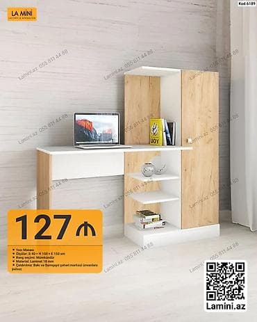 Düz masa, Stulsuz, Polkalı, Siyirməsiz, Sadə laminat