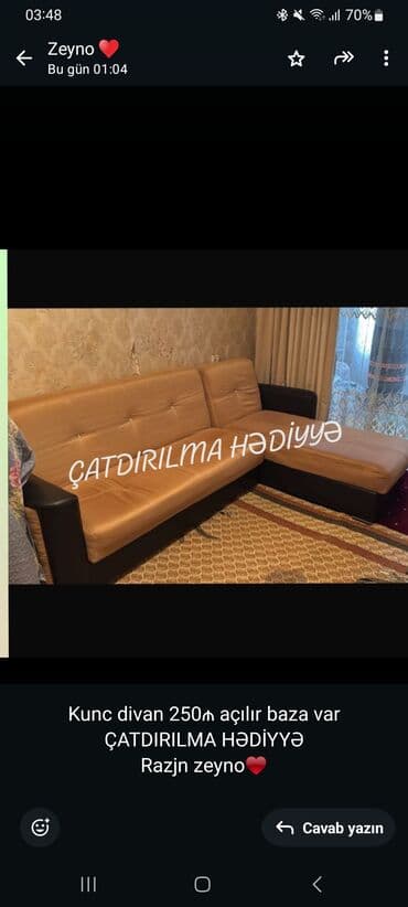 hasar uzlukleri: Künc divan, Açılan, Bazalı, Pulsuz çatdırılma — 1