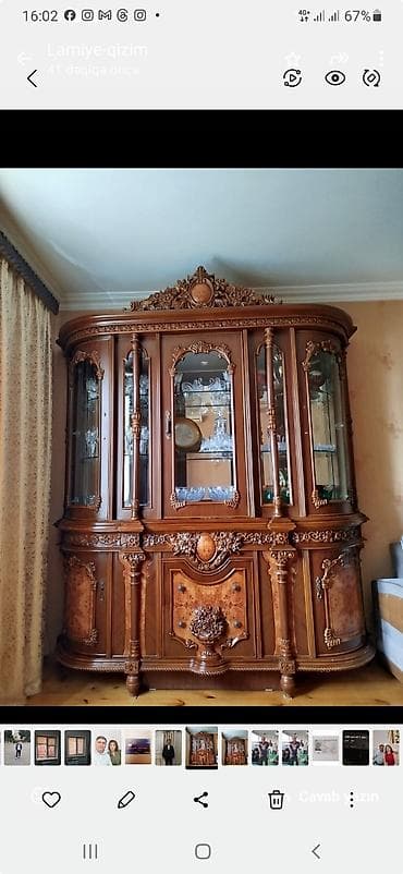 Klassik üslubda iri vitrin-bufet - Material: təbii ağac (korpus və