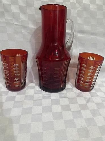 cini qablar: Rəng - Qırmızı, Şüşə, 3 — 3