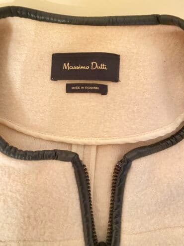 yun jaket: Massimo Dutti qadın jaketi - Rəng: açıq bej (krem), qara detallarla - — 2