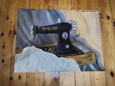 Rəsm əsəri – “Tikiş maşını” mövzusu - Oriyinal əl işi rəsm - Süjet