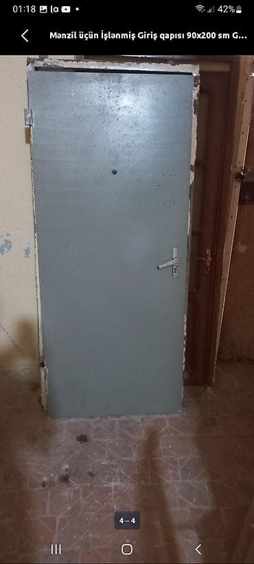 giriş qapı: Mənzil üçün giriş qapısı - Ölçü: 90 x 200 sm - Material: metal gövdə — 1