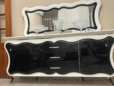 plastik stol stul satilir: Qonaq otağı üçün dəst – ağ-qara dizaynlı Tərkib: - Masin — 1