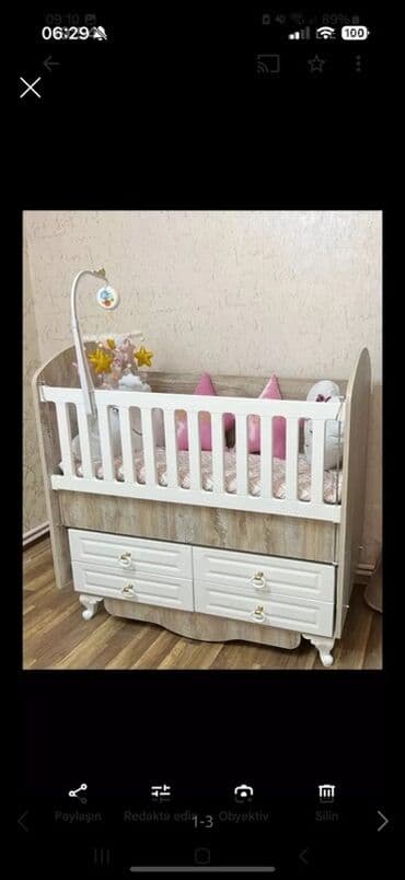 yemek desti: Oğlan və qız üçün, Dördbucaq, Beşik, Dəst ilə, Matras ilə, Yellənmə mexanizmsiz — 1