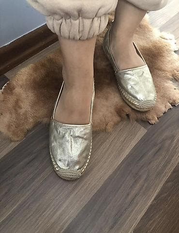 derihan ayaqqabi: Qızılı rəngdə qadın espadrili - Üst material: parıldayan metalik — 2