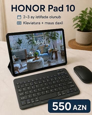 Digər planşetlər: HONOR Pad 10 — 8/256 GB + klaviatura və maus — 550 AZN HONOR Pad 10 — 1