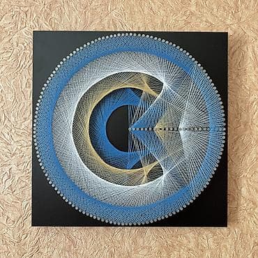 Pərdə və jalüzlər: String Art dekor panelləri - Materiallar: laminat/qara rəngli taxta — 2