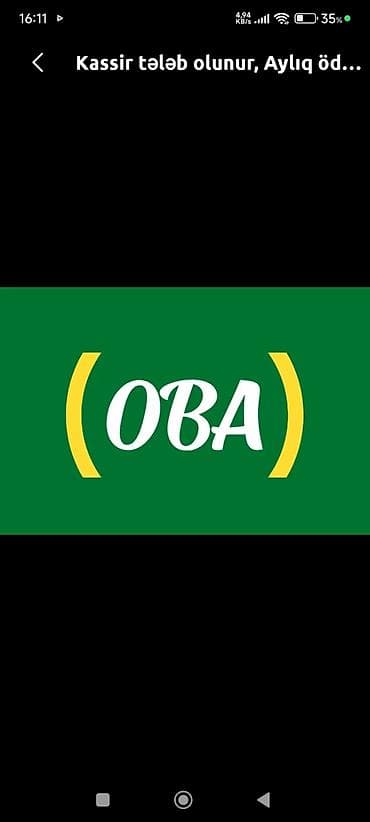 Kassir tələb olunur, Aylıq ödəniş lalafo.az -da Kassir tələb olunur, Aylıq ödəniş