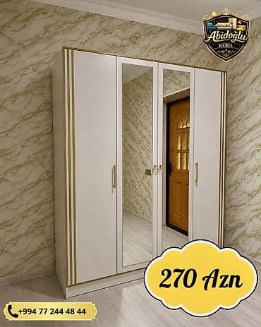 bal: Yeni, 3 qapılı, Güzgülü, Ağ, Açılan, Düz dolab — 1