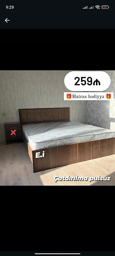 Çarpayılar: Yeni, İkinəfərlik çarpayı, Bazasız, Matras ilə, Siyirməsiz — 1