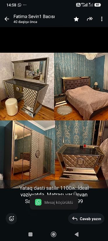 matras satisi: Yataq dəsti satılır 1100₼. İdeal vəziyyətdə. Matrası var.Ünvan — 1