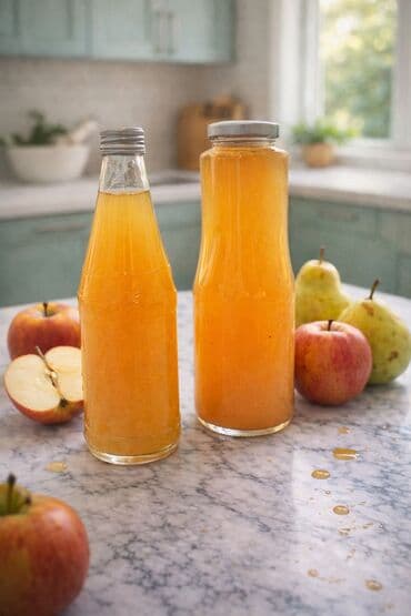 Su: Təbii meyvələrdən ev şəraitində qatqısız şəkildə hazırlanan alma və — 1