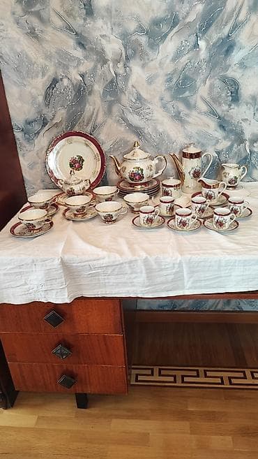 Çay dəsti, rəng - Qızılı, Farfor, 6 nəfərlik, Yaponiya — 2
