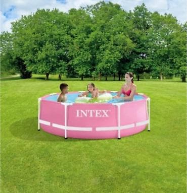 İdman və istirahət: INTEX karkaslı dairəvi hovuz – çəhrayı rəng ölcüsü 2.44×76 - Brend — 1